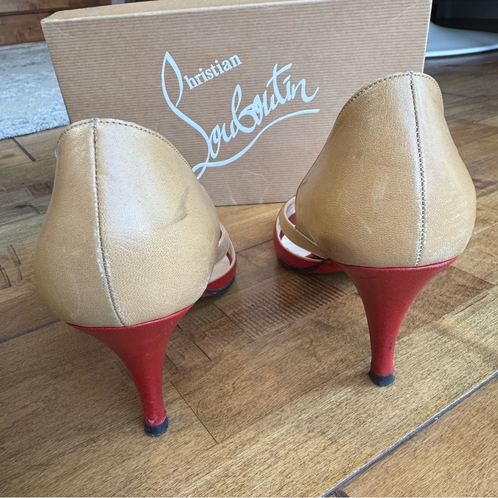 Christian Louboutin Red and Tan Women's Heels - Picture 4 of 9